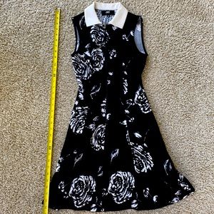 A.B.S. by Allen Schwartz Women's Printed Fit & Flare Dress, Black/White, XS